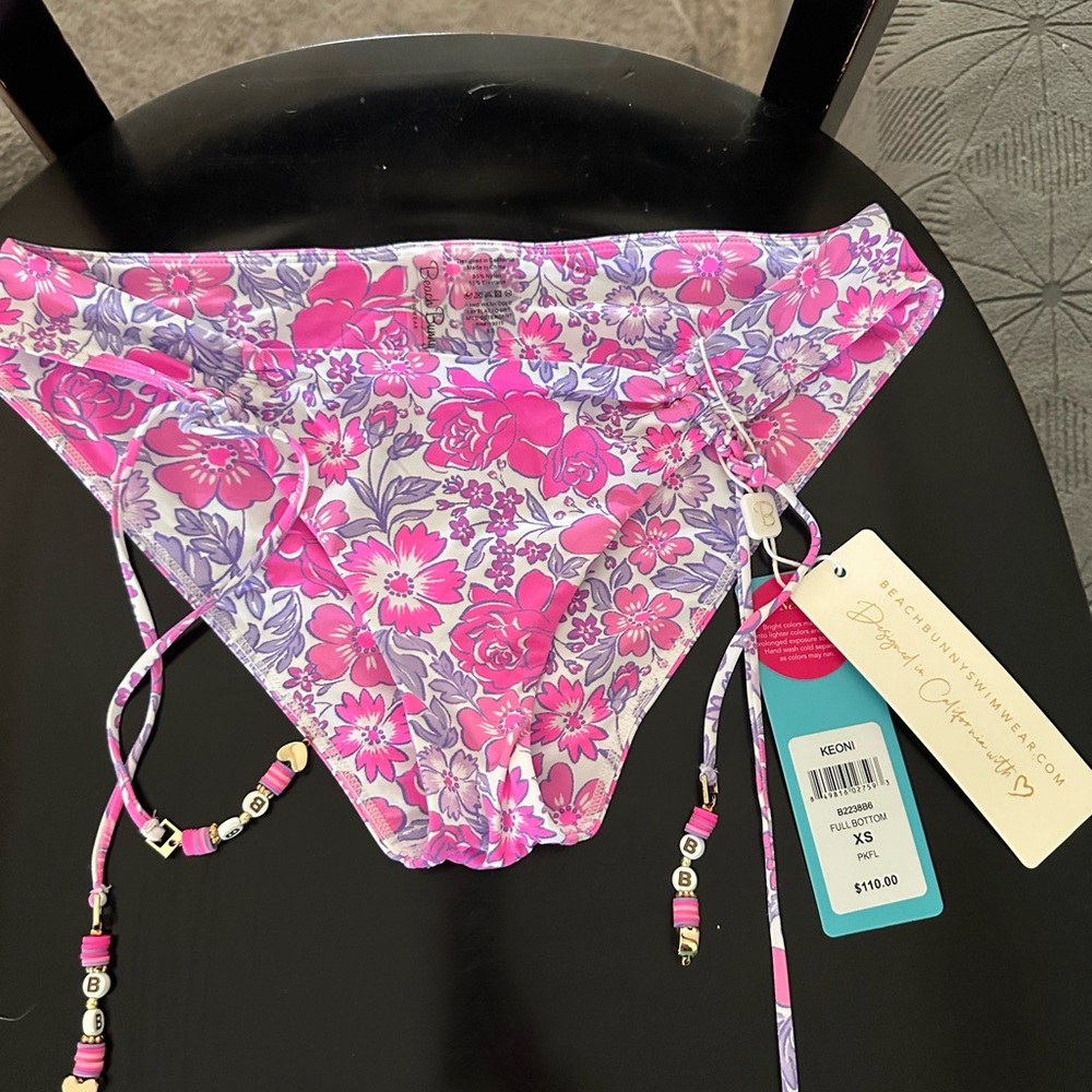 Beach Bunny Neon Pink and Purple Floral Bikini Bottom